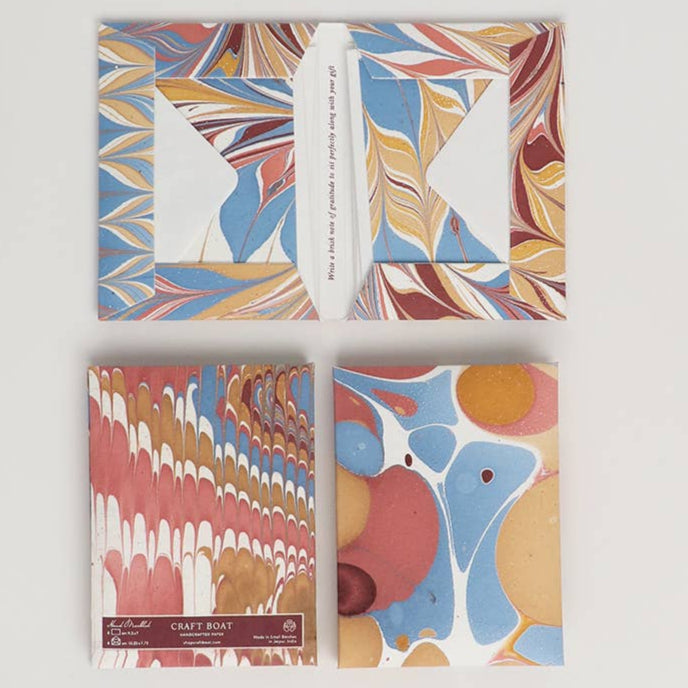 Hand Marbled Notecard Set - 6 Cards: Desert Pebbles
