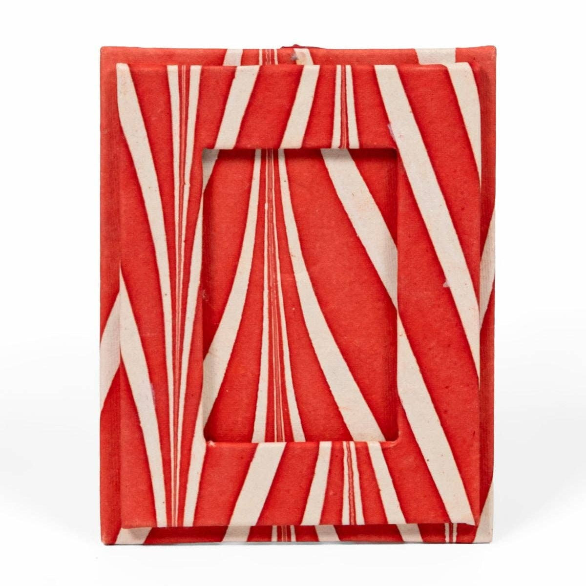Mini Hand-Marbled Picture Frame - Candy Cane