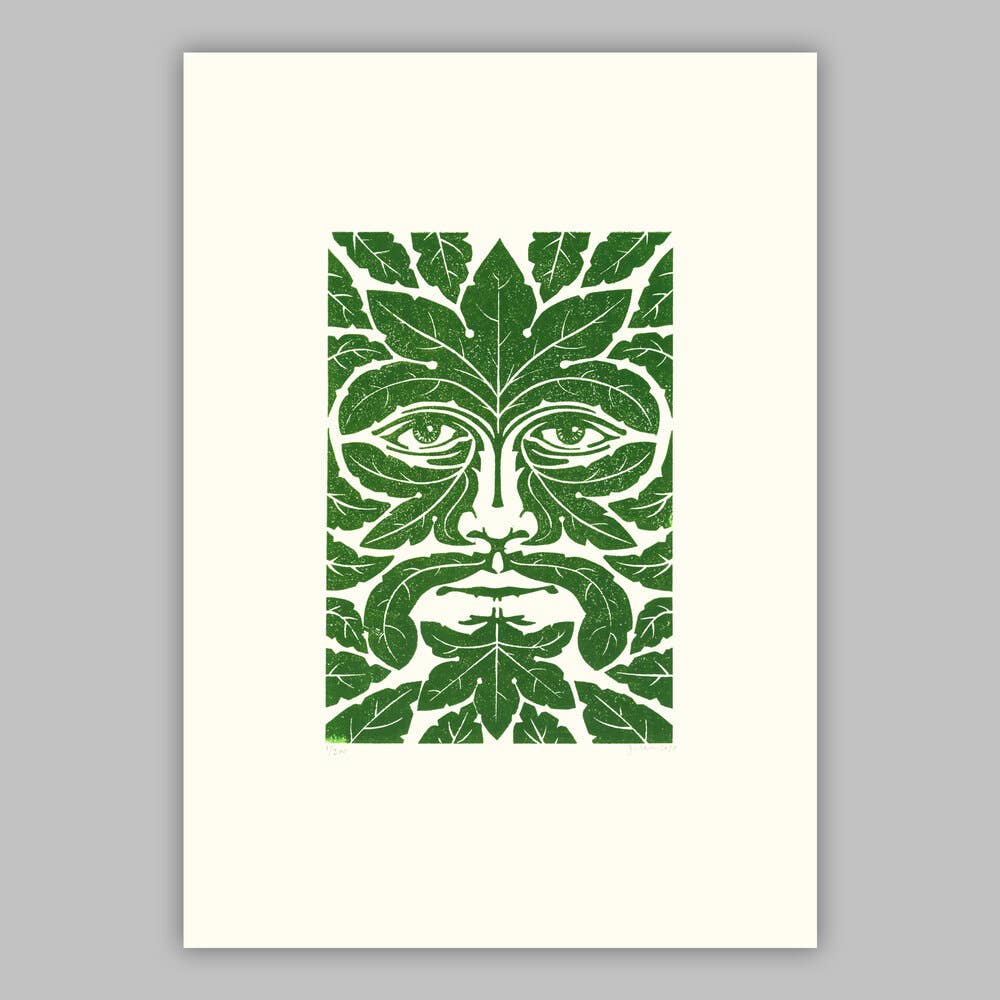 GREEN MAN Linocut Print