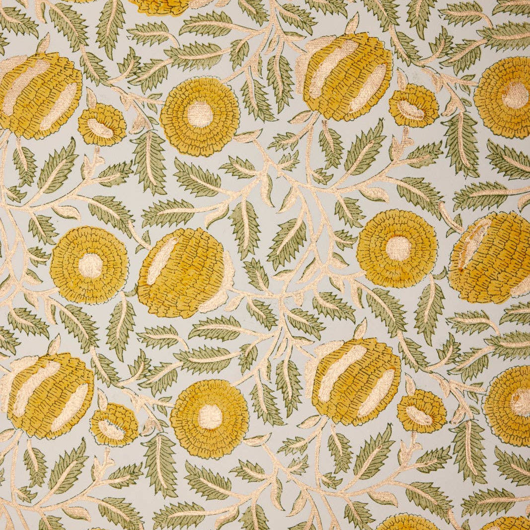 Block Printed Wrapping Paper - Marigold Sunshine