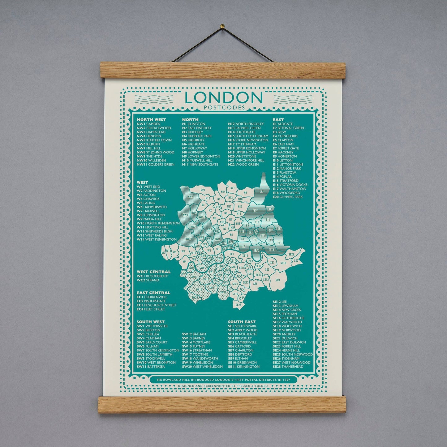 Postcodes Screen Print