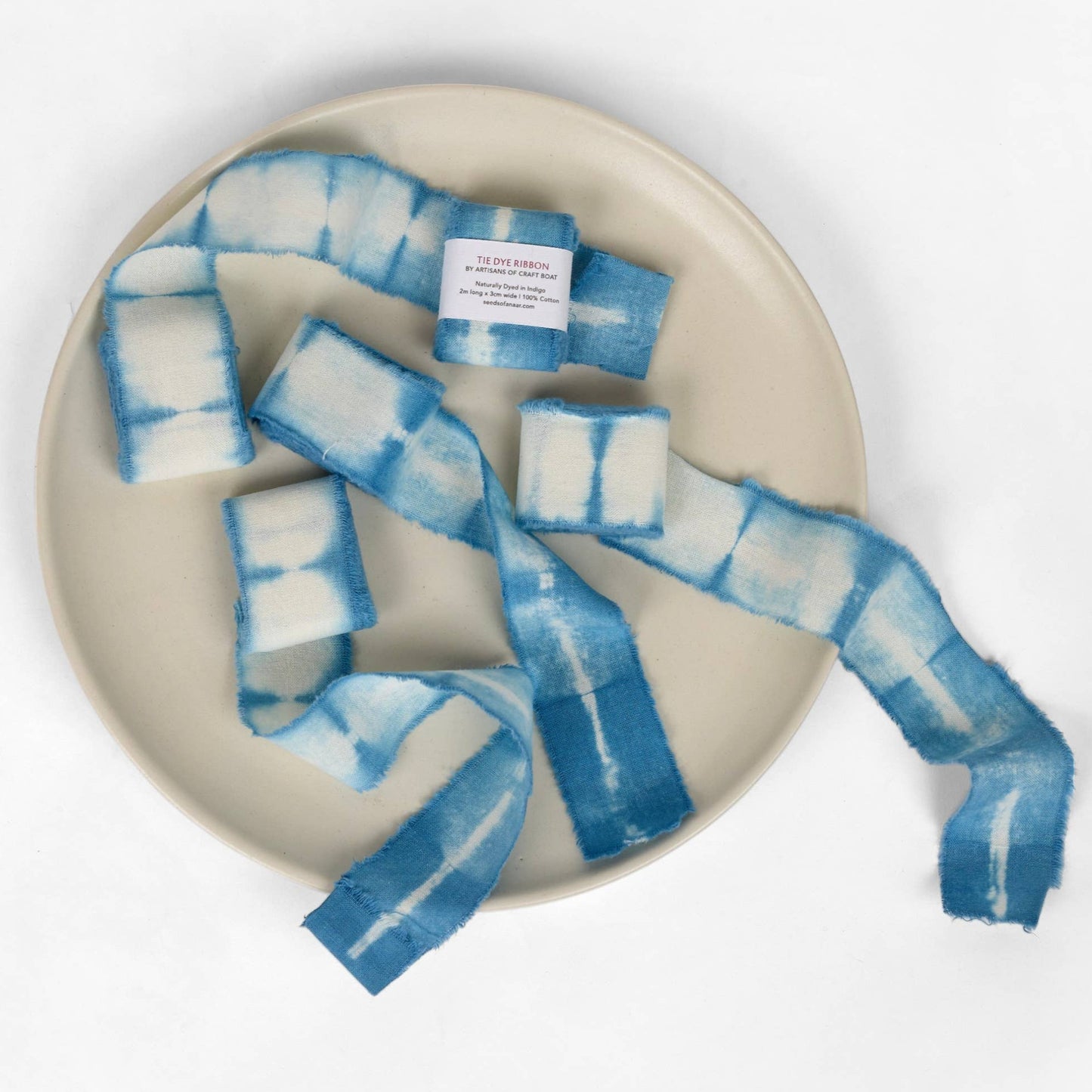 Indigo Natural Dyed Cotton Ribbon - Pack of 6