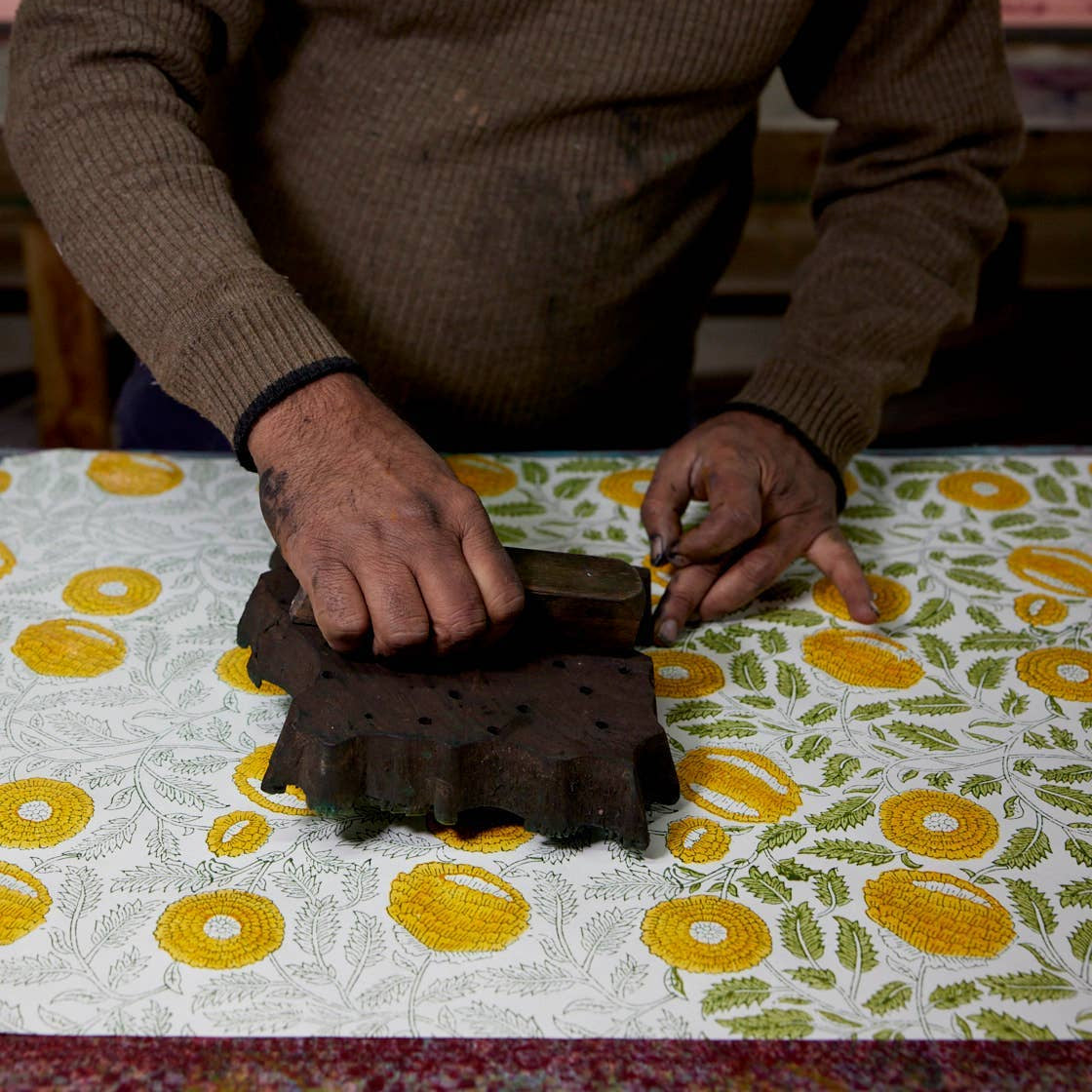 Block Printed Wrapping Paper - Marigold Sunshine