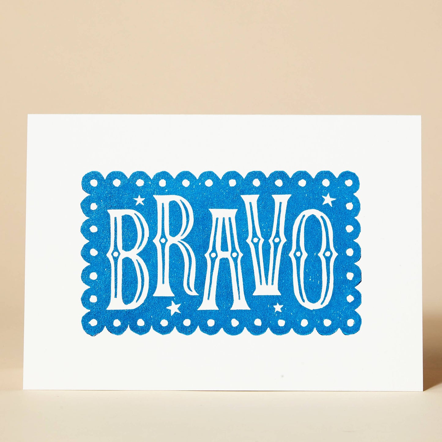 BRAVO Linocut Greeting Card
