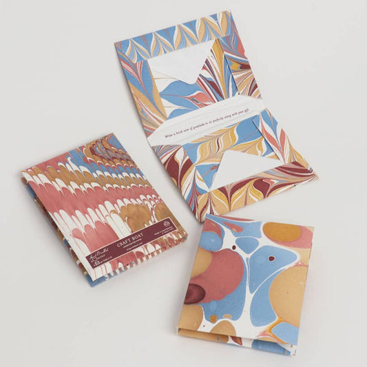 Hand Marbled Notecard Set - 6 Cards: Desert Mountain