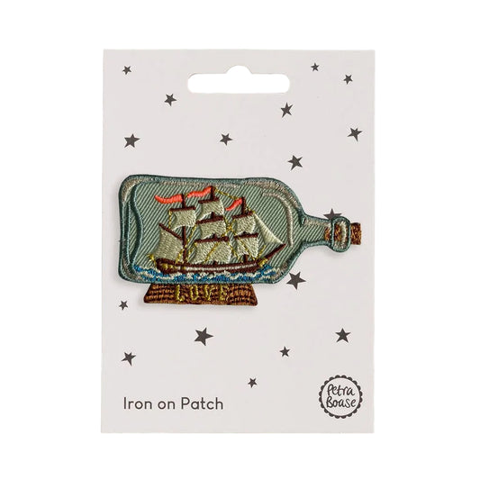 Embroidered Ship In A Bottle Iron-on Patch