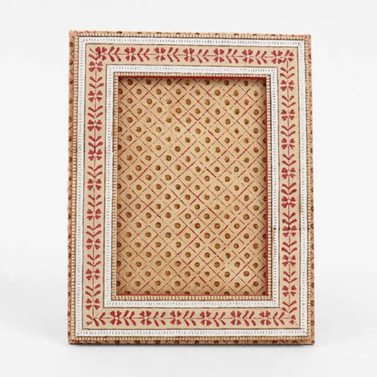 Block Printed Picture Frame - Floral Stripe