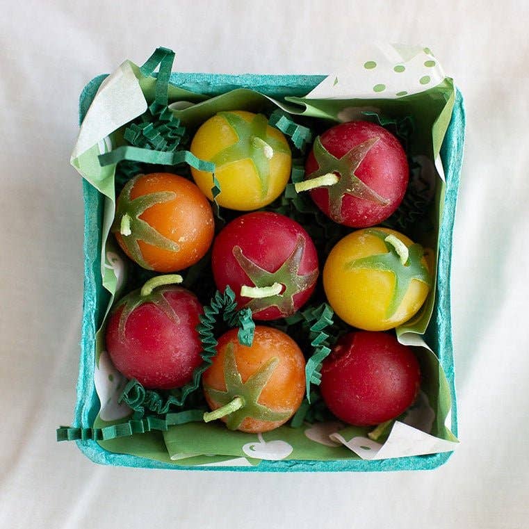 Cherry Tomato Beeswax Birthday Candles - 8