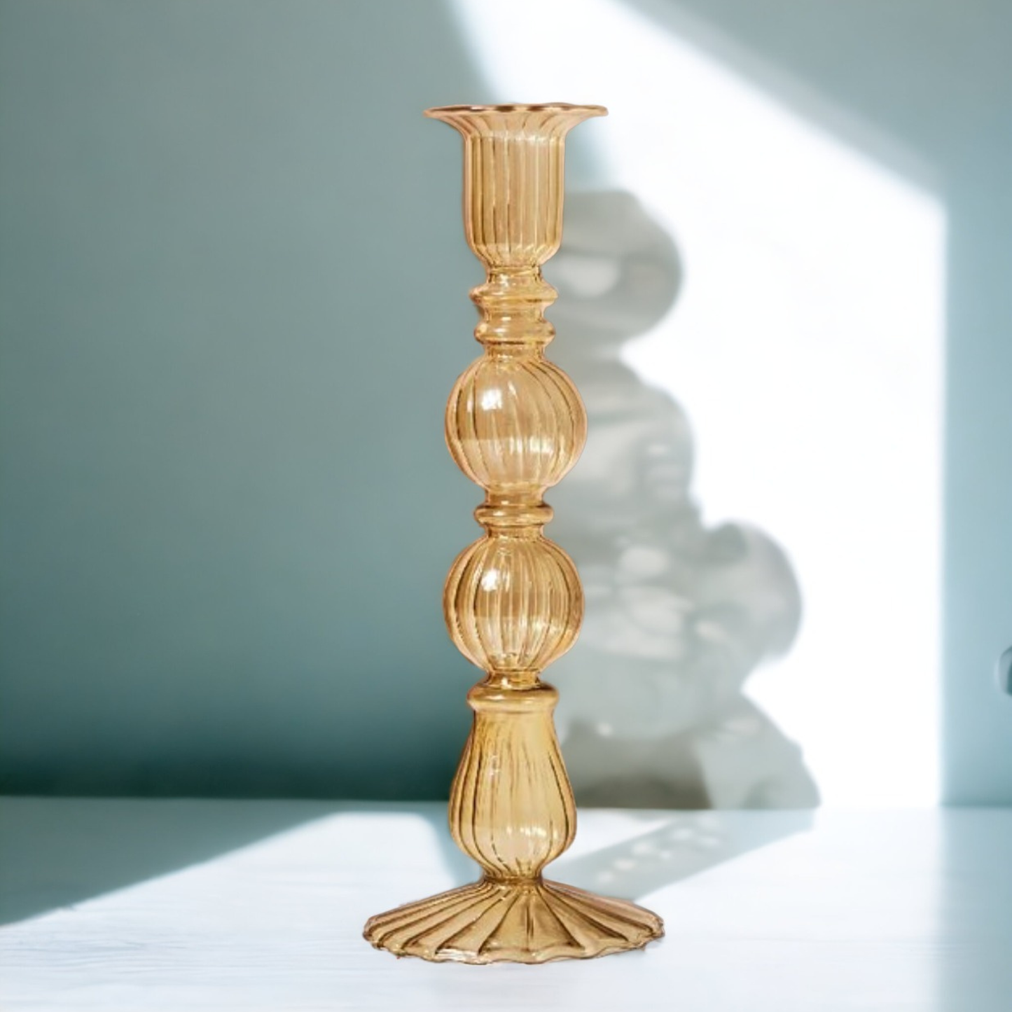 Glass Candlestick: Green