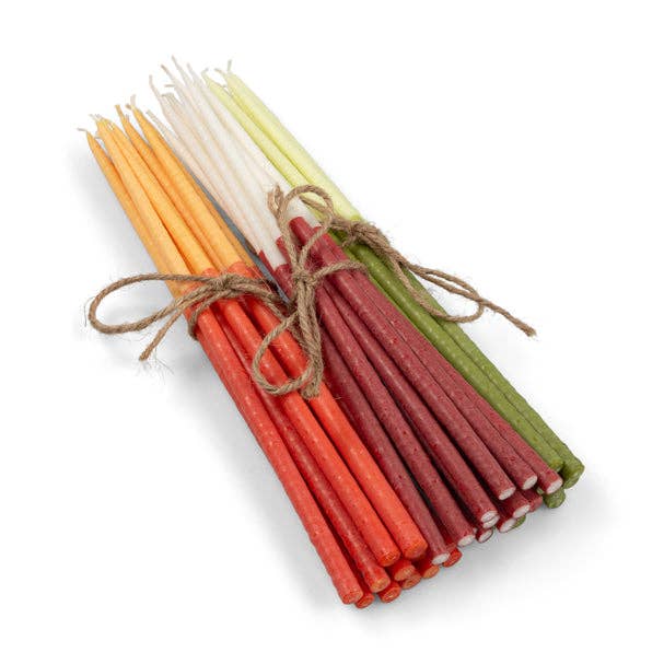 Two-Tone Thin Taper Candles - Saffron and Rust - Pack of 12
