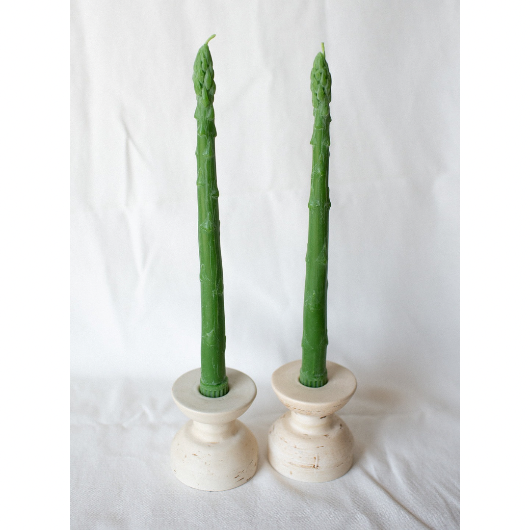 Asparagus Beeswax Candle - Pair