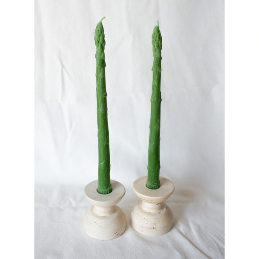 Asparagus Beeswax Candle - Pair