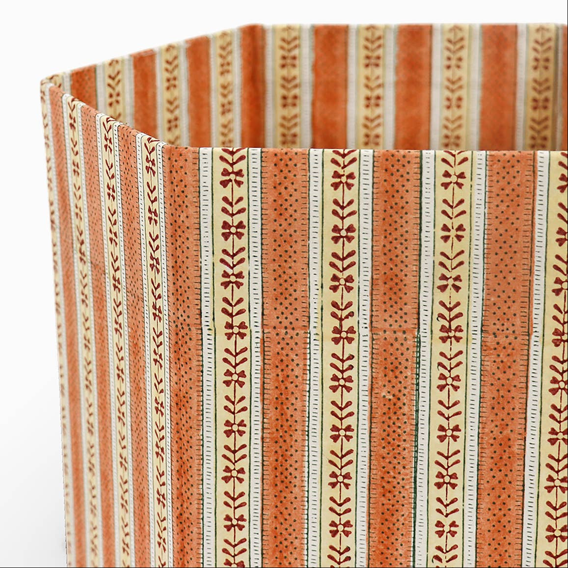 Block Printed  Hexagon Collapsible Basket - Brick Red Rhea