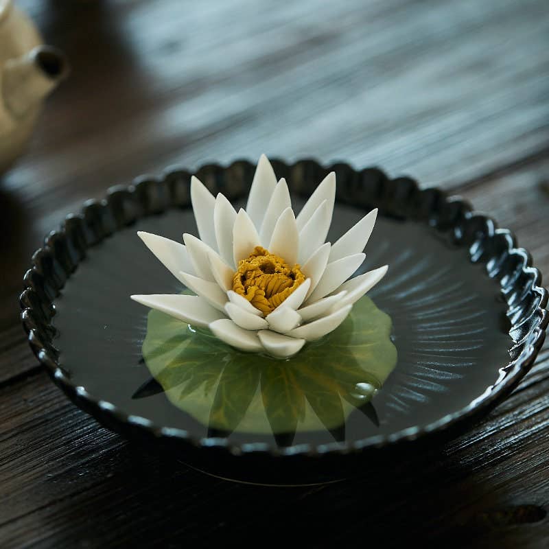 Ceramic White Lotus Incense Holder
