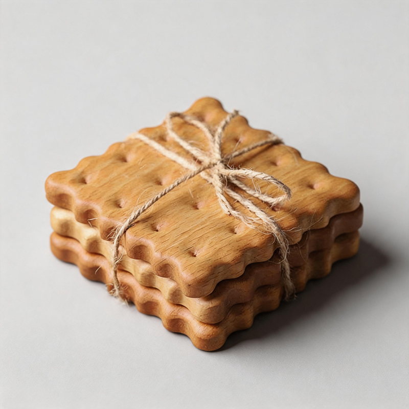 Square Wooden Biscuit Coaster: Beech