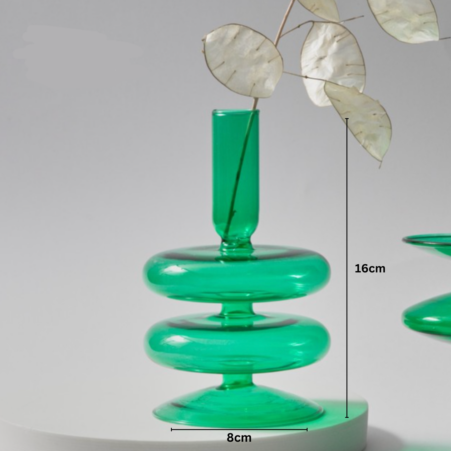 Green Glass Candle Holder / Vase