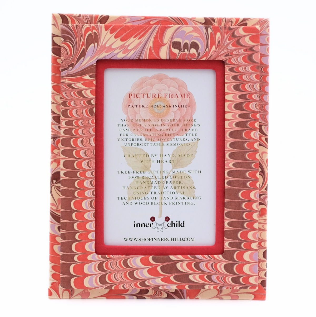 Hand-Marbled Picture Frame - Florentine Pink