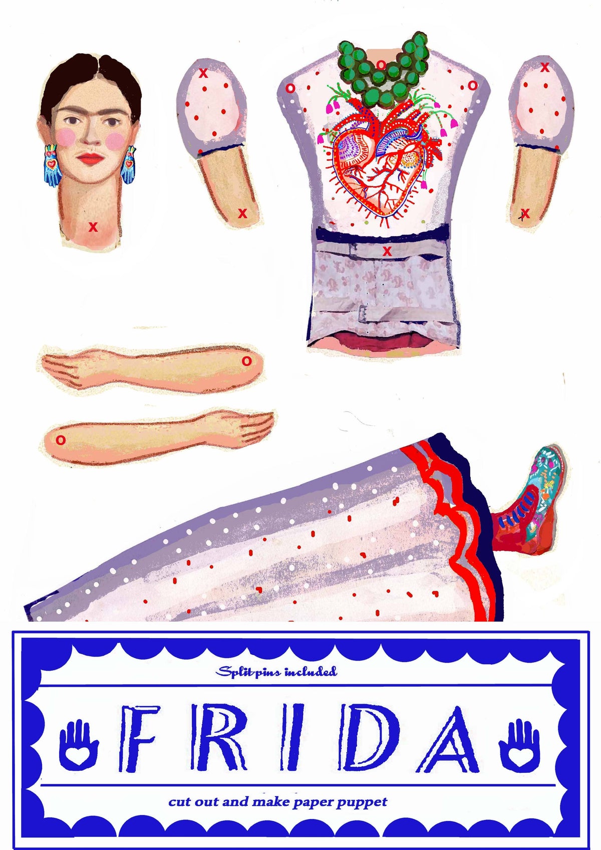 Cut & Make Paper Puppet - Artist Series - Frida Kahlo