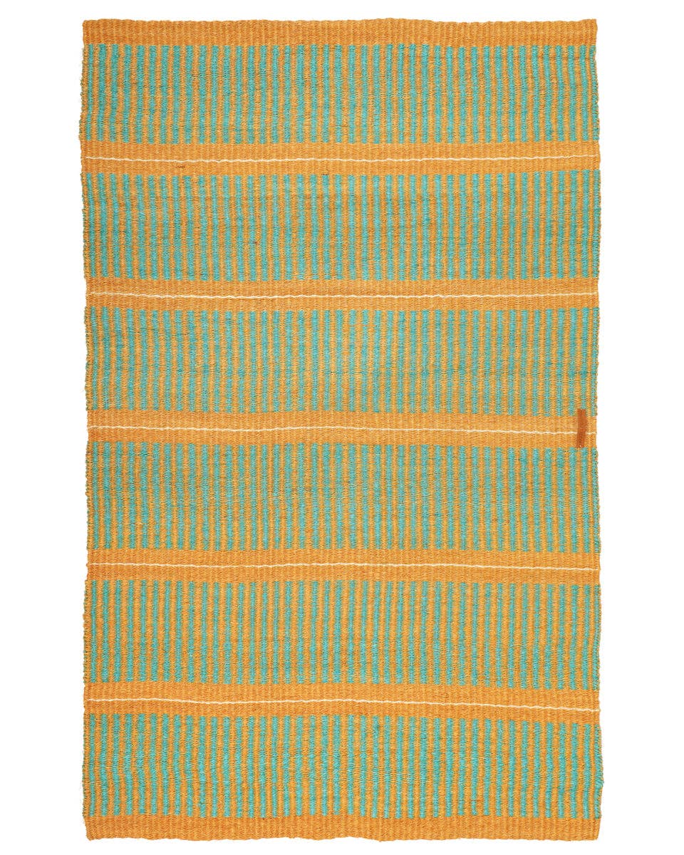 GALANA: Small Mustard & Turquoise Woven Sisal Rug