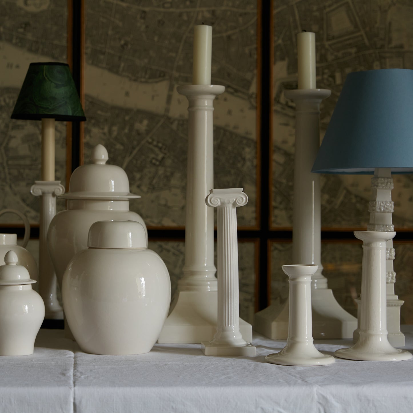 P&H Ionic Column Creamware Candlestick