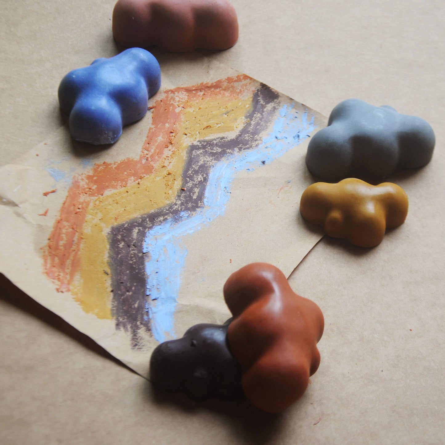 Fluffy Cloud-Shaped Jumbo Beeswax Crayons – Set of 5