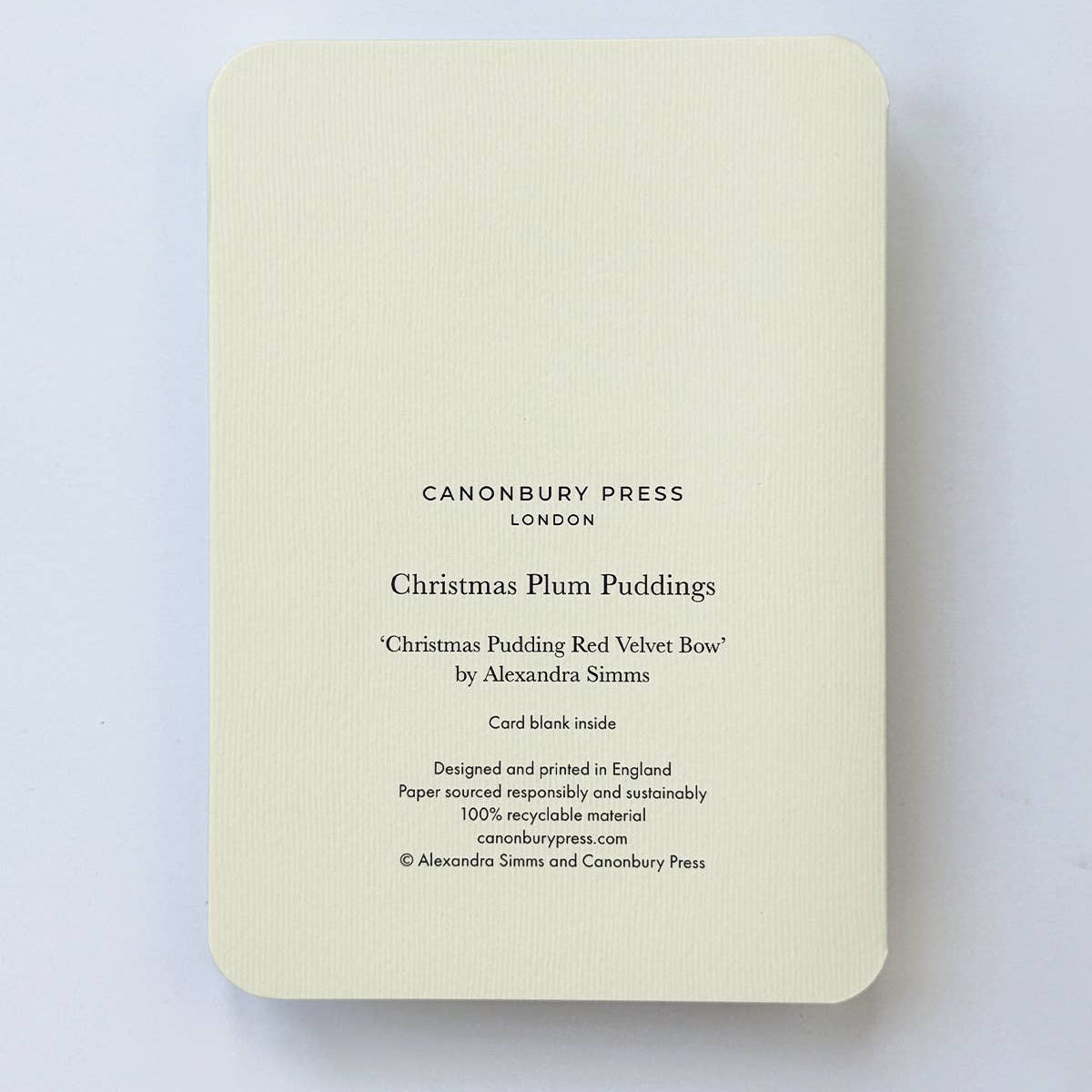 Plum Pudding Red Velvet Bow Greeting Card
