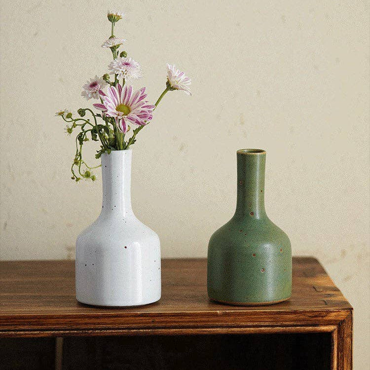 Handmade Ceramic Emerald Classic Vase: White