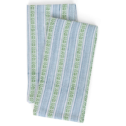 Block Printed Linen Napkin Set Of 2: Mint/Sky Rhea