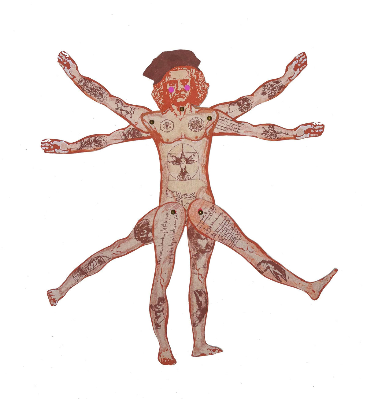 Cut & Make Paper Puppet - Leonardo da Vinci's "embellished" Vitruvian Man