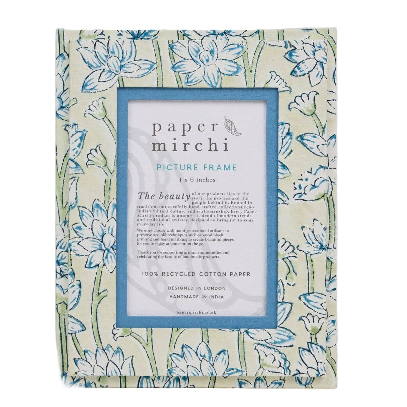 Block Printed Picture Frame - Lotus