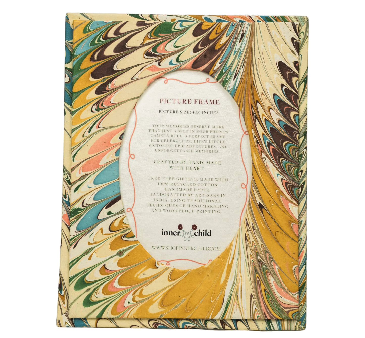 Hand-Marbled Picture Frame with Oval Opening, 4"x 6"