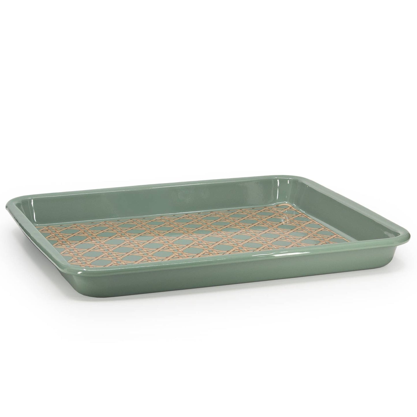 Domino x CCH Wicker Enamelware  Rectangle Tray: Sea Blue
