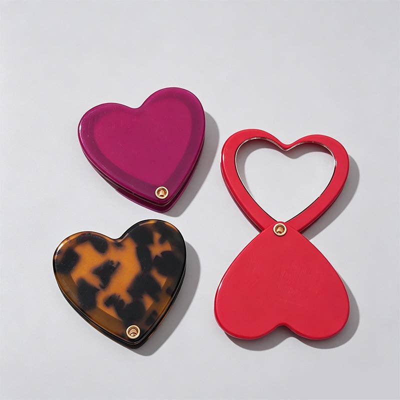 Vintage Heart Shaped Acetate Mirror - Tortoiseshell
