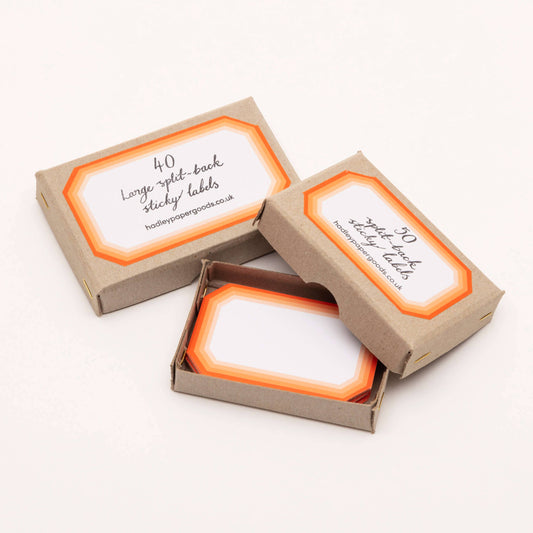 Geometric Orange Border Labels