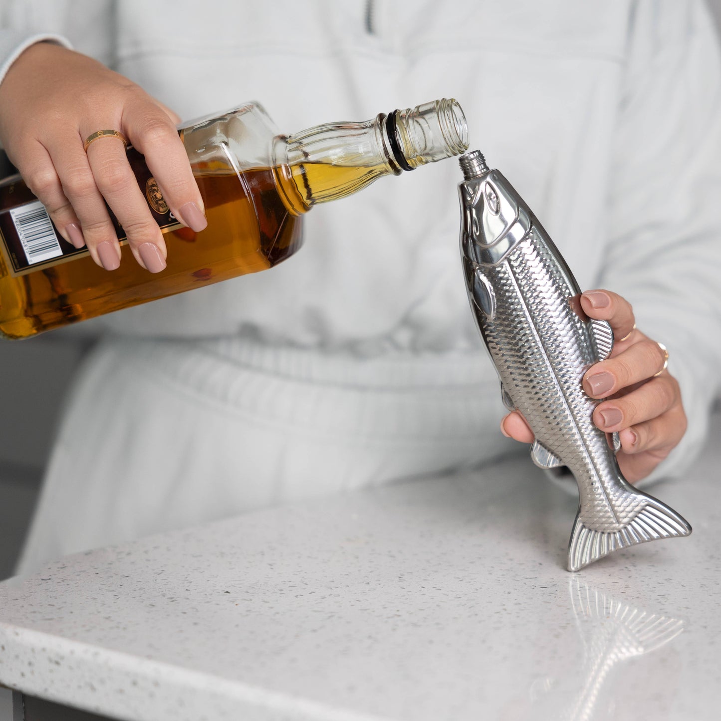 Stainless Steel Fish Flask, 4 Oz.