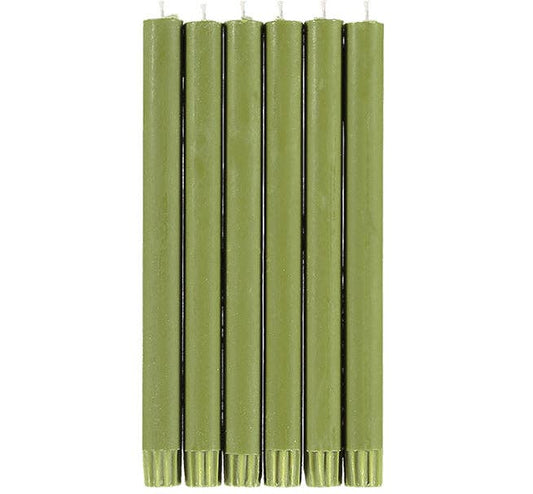 Olive Green Dinner Candles - Pack of 6