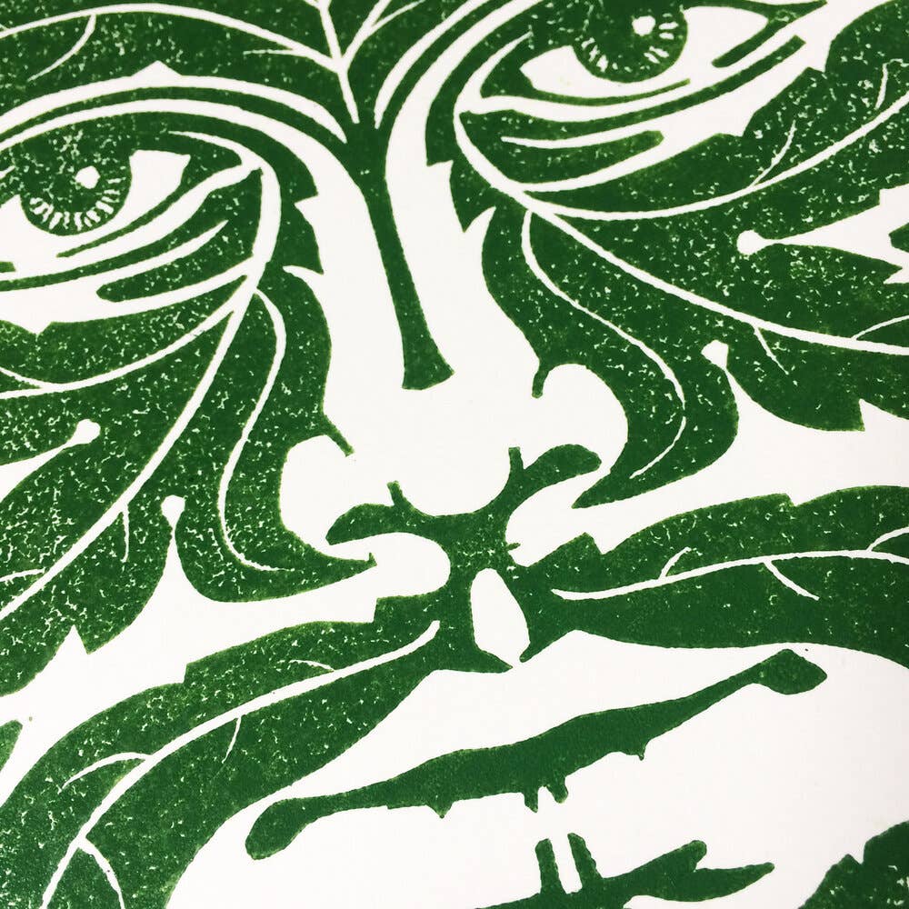 GREEN MAN Linocut Print