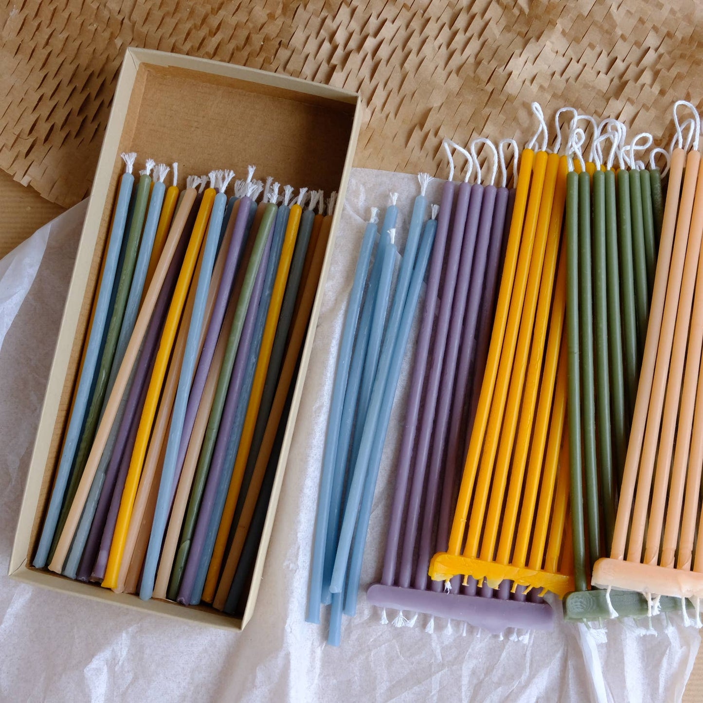 Slender Botanical Beeswax Candles - Pack of 15