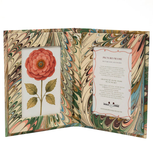Hand-Marbled Folding Picture Frame - Flatiron Feathers