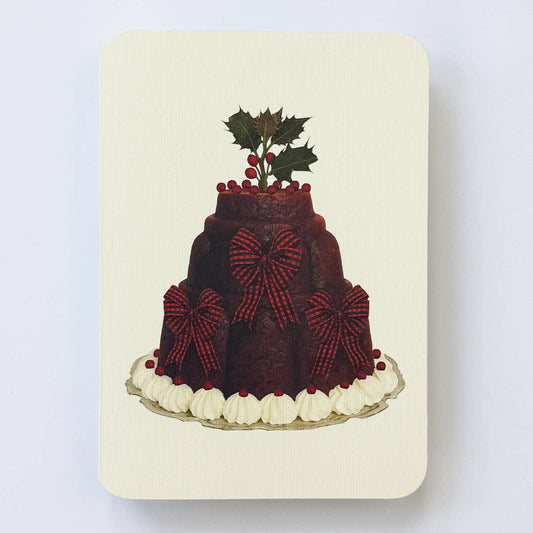 Christmas Plum Pudding Three Bows Greeting Card