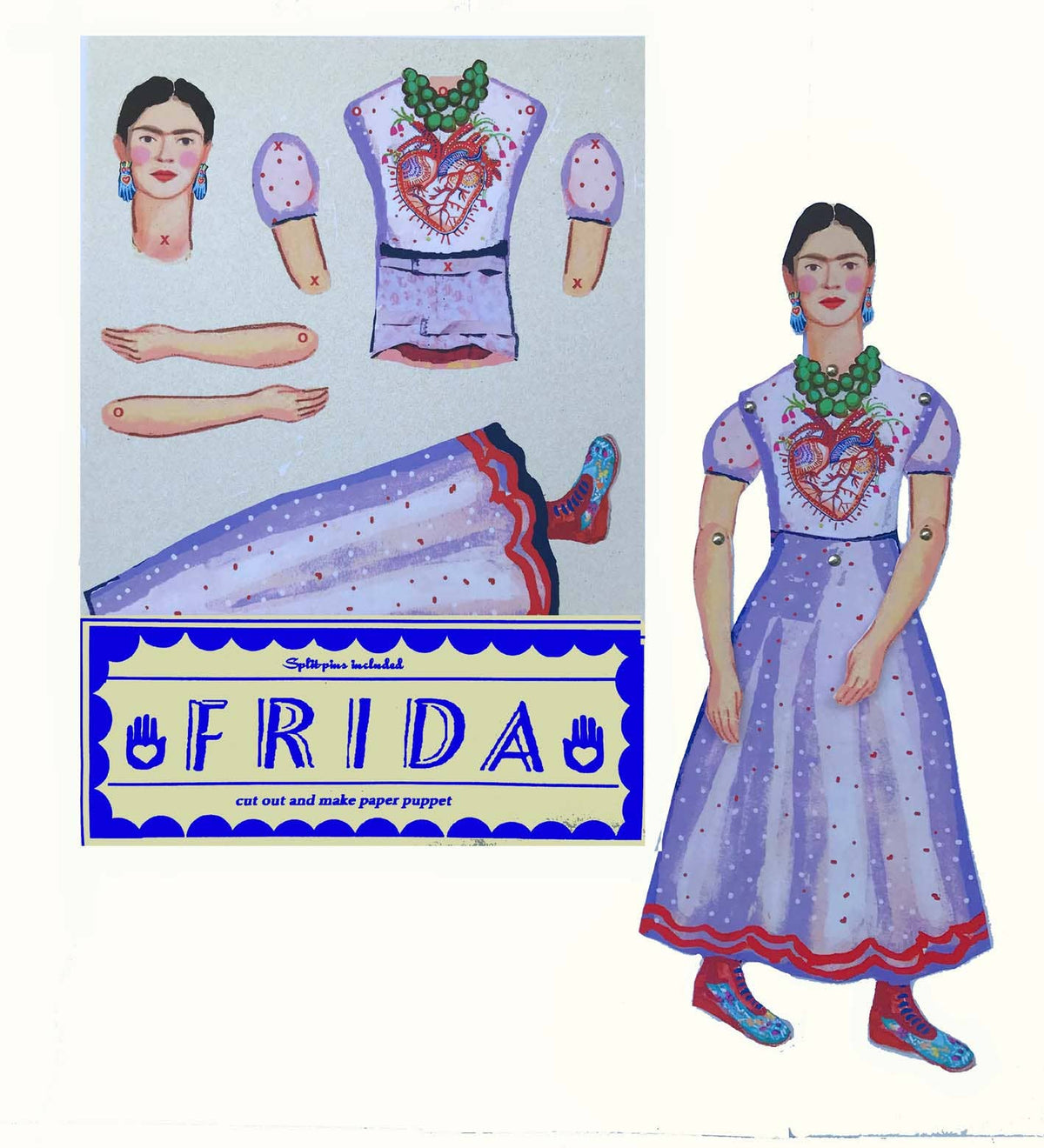Cut & Make Paper Puppet - Artist Series - Frida Kahlo