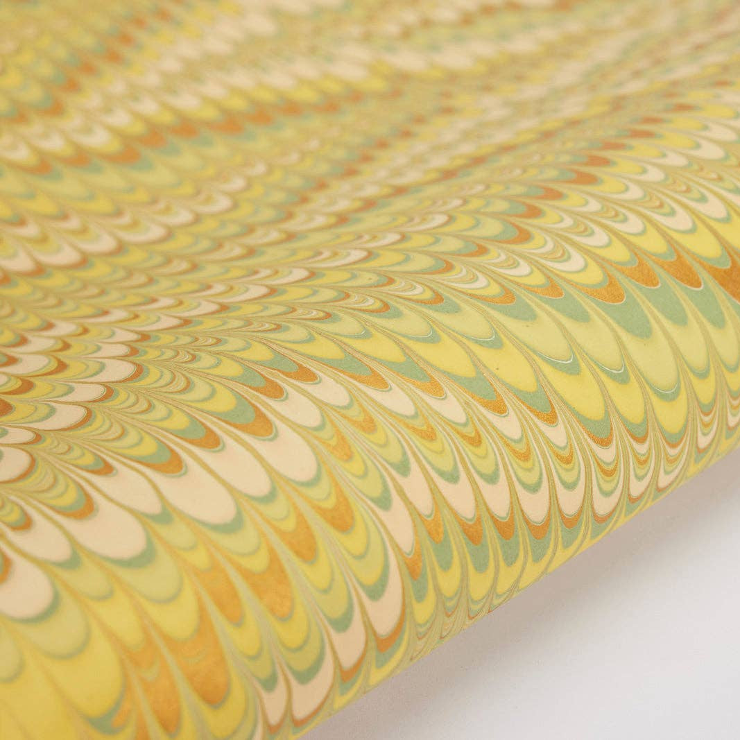 Hand Marbled Wrapping Paper - Scallops Daffodil