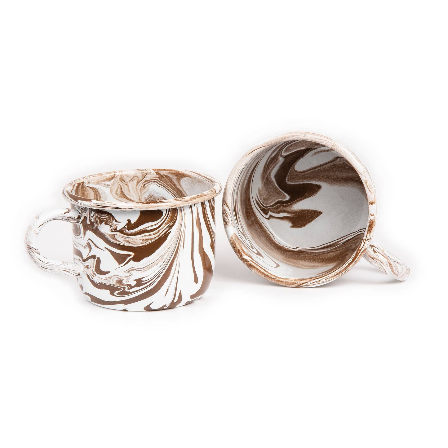 Hand Marbled 16 Piece  Enamelware Dinner Set - Brown