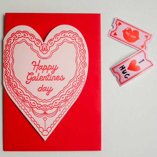 Happy Galentine's Cake Heart Card