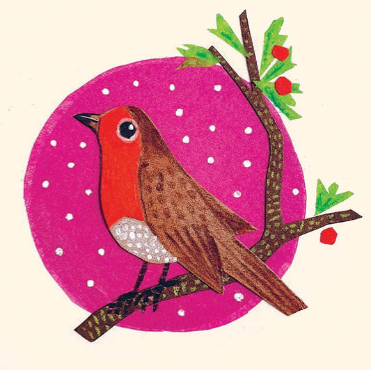 Robin Under a Pink Sky by Samuel Winterbourn - Pack of 6 Christmas Cards