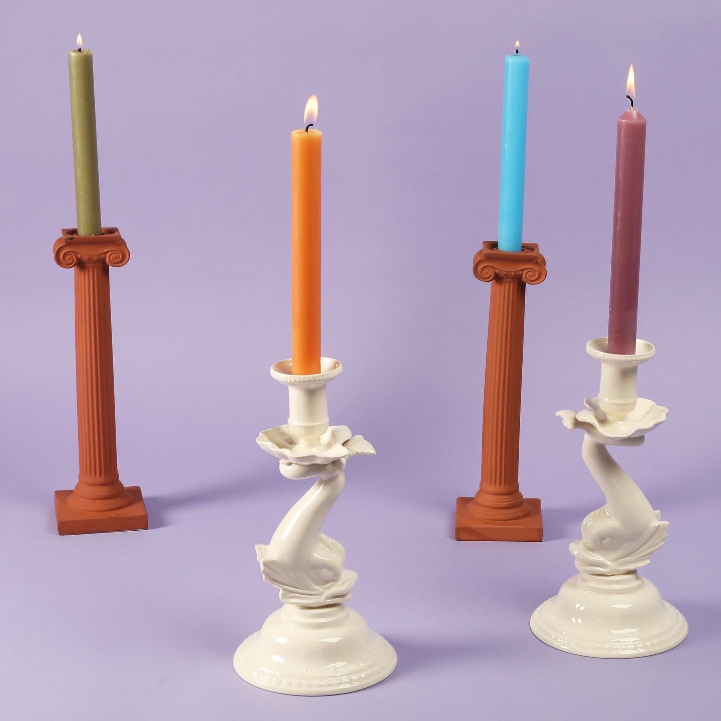 Terracotta Ionic Column Candlestick