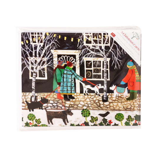 Christmas Lights With Dogs - Pack of 5 Christmas Cards