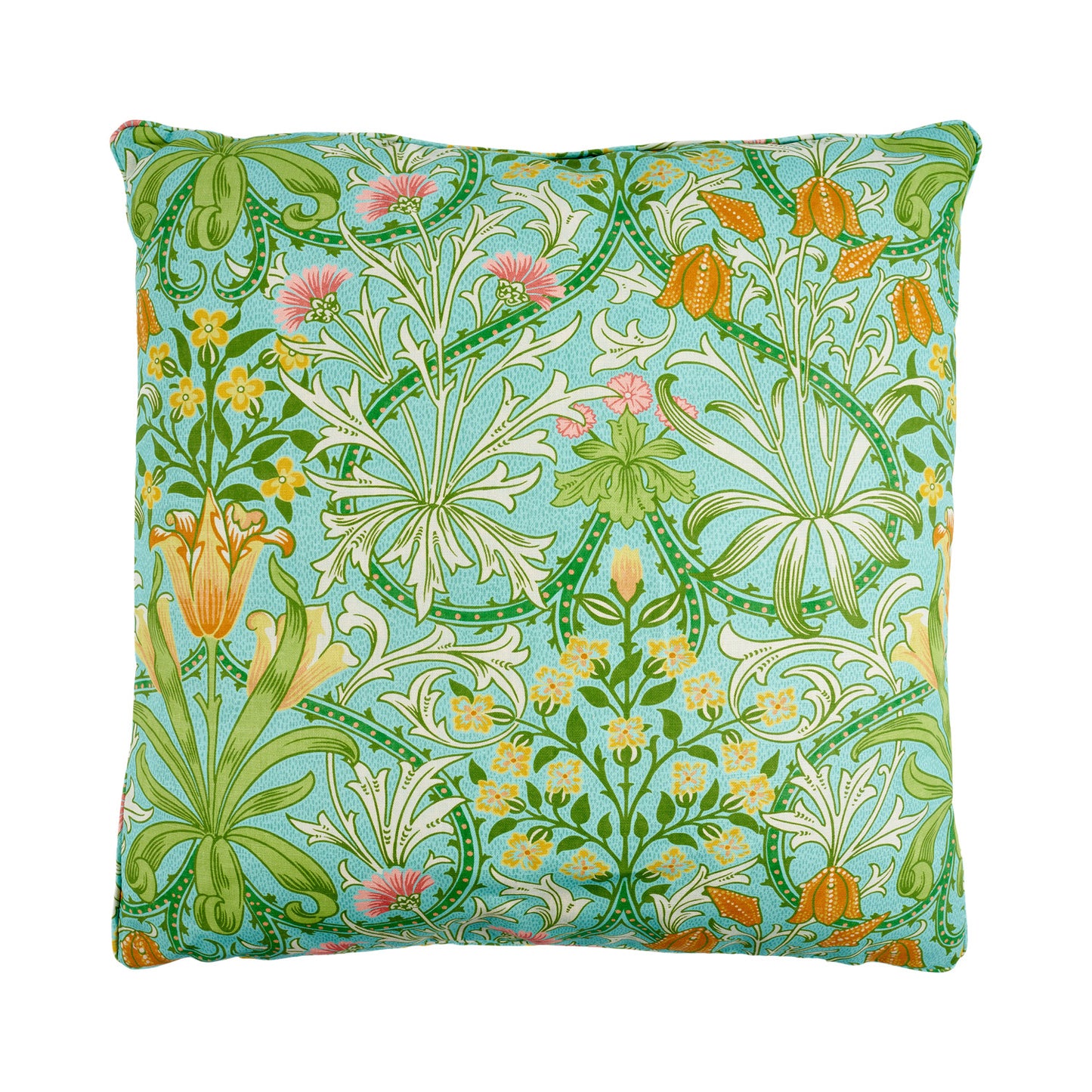 'Woodland Weeds' Orange/Turquoise Cushion - Cornubia Collection