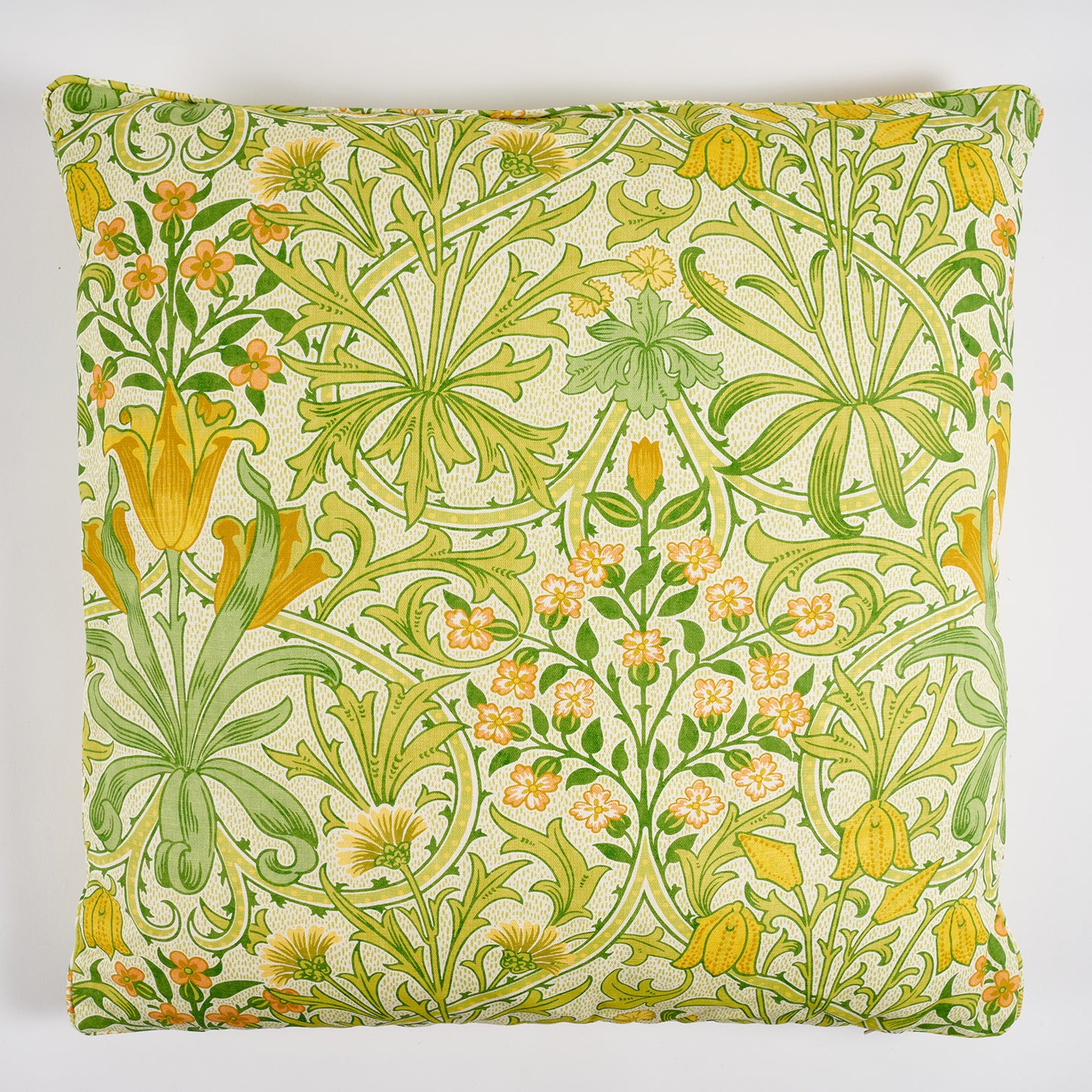 'Woodland Weeds' Sap Green Cushion - Cornubia Collection