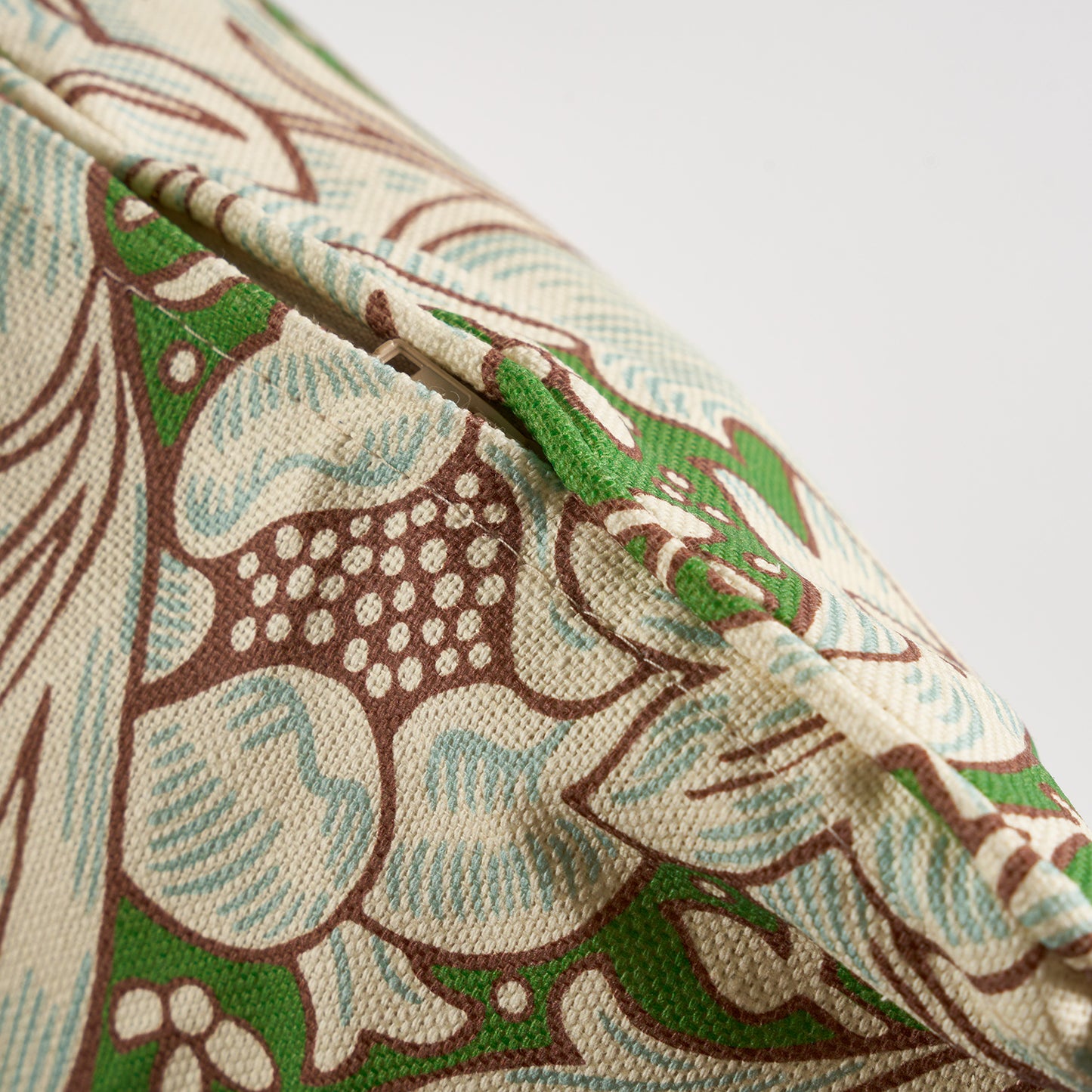 'Bachelors Button' Leaf Green Cushion - Cornubia Collection